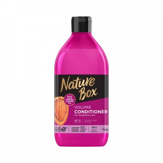 Balsam NATURE BOX Almond Oil, 385 ml, Ulei Presat la Rece din Migdale, Balsam Vegan, Balsam NATURE BOX, Balsam Par Voluminos cu Extracte Naturale, Balsam cu Ulei de Migdale, Balsamuri Fara Parabeni
