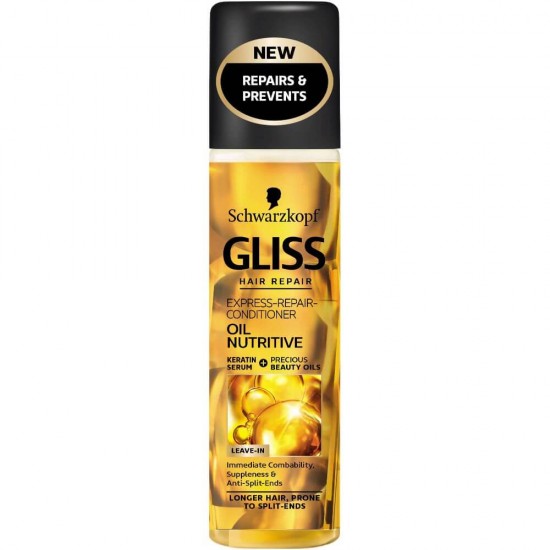 Balsam Spray GLISS Oil Nutritive, 200 ml, Par Degradat, Spray Balsam GLISS, Balsam Spray GLISS, Spray Balsam Par Deteriorat, Balsam GLISS, Balsamuri cu Keratina, Balsam Ingrijire Par Uscat si Deteriorat