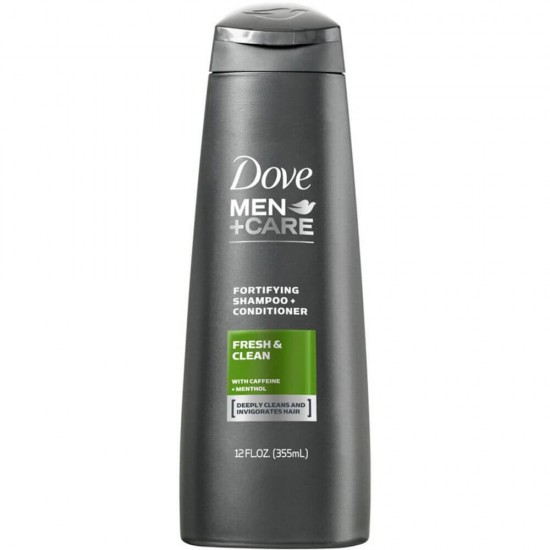 Sampon DOVE Men Fresh Clean 2 in 1, 400 ml, Par Deteriorat, cu Extract de Cafeina si Menta, Sampon si Balsam 2 in 1, Sampoane Revitalizante, Sampon pentru Barbati, Produse de Ingrijire a Parului, Produse Hairstyling, Sampon Fortifiant cu Cafeina