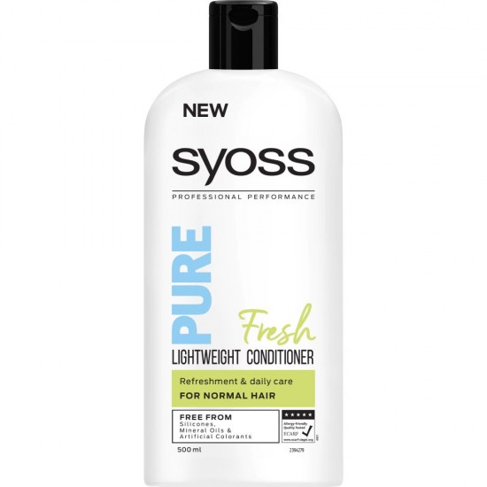 Balsam Syoss Pure Fresh, 500 ml, pentru Par Nomal, Balsam Hranitor, Balsam Reconstituant, Balsam Par Uscat, Balsamuri Syoss, Balsamuri Par Degradat, Balsam Par Degradat, Balsam Par Suprasolicitat, Balsam Hidratant