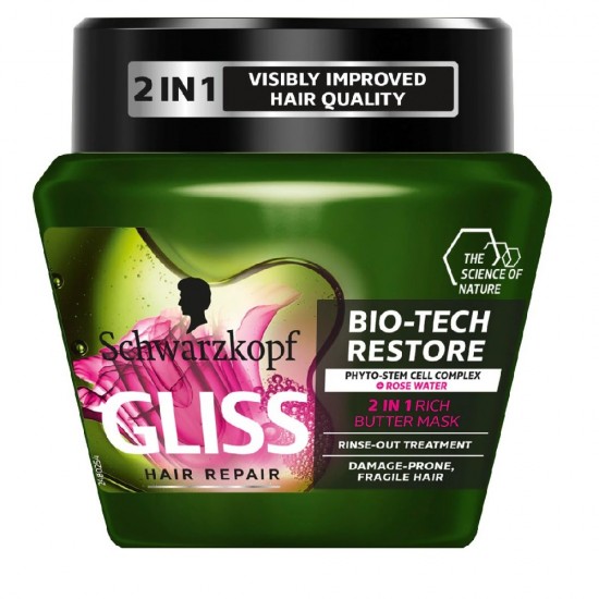 Masca Par GLISS Bio-Tech Restore, 300 ml, Par Fragil, Masca de Par pentru Femei, Masca Reparatoare pentru Par, Masca pentru Par Fragil, Masca Reparatoare pentru Par Fragil, Masca de Par Gliss, Masca Hidratanta Par