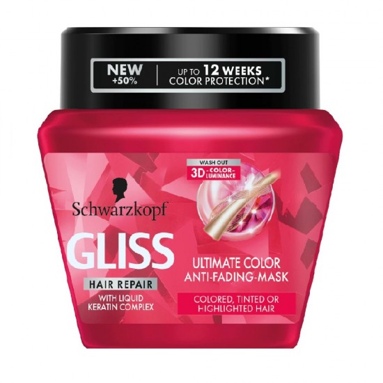 Masca Par GLISS Ultimate Color, 300 ml, Par Vopsit, Masca de Par pentru Femei, Masca Reparatoare pentru Par, Masca pentru Par Vopsit, Masca Reparatoare pentru Par Vopsit, Masca de Par Gliss, Masca Hidratanta Par
