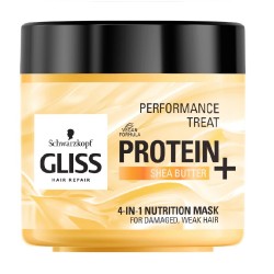 Masca Par GLISS 4 in 1 Miracle Shea, 400 ml, Par Fragil, Par Fragil, Masca de Par pentru Femei, Masca Vegana Reparatoare pentru Par, Masca Vegana, Masca de Par Gliss, Masca Hidratanta Par