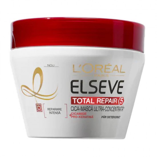 Masca pentru Par L'OREAL Paris Elseve Total Repair 5, Par Deteriorat, 300 ml, Masca pentru Par Deteriorat, Masca de Par Reparatoare, Masca Reparatoare pentru Par, Maca pentru Repararea Parului Deteriorat, Masca de Par L'oreal