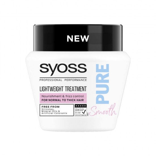 Masca de Par Syoss Pure Smooth pentru Par cu Fir Gros, 300 ml, Masca pentru Par, Masca Par Fir Gross, Masca Hranitoare, Masca Tratament Intensiv, Masca Hranire Intensiva, Masca Par Gros, Masca Syoss, Masti pentru Par