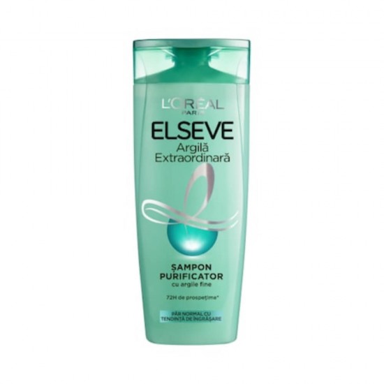 Sampon LOREAL Elseve Argila Extraordinara, 250 ml, Par Normal Spre Gras, Sampon pentru Par Gras, Sampon pentru Ingrijirea Parului, Sampon cu Extracte de Argila, Sampon pentru Par Normal, Sampon Par cu Tendinta de Ingrasare