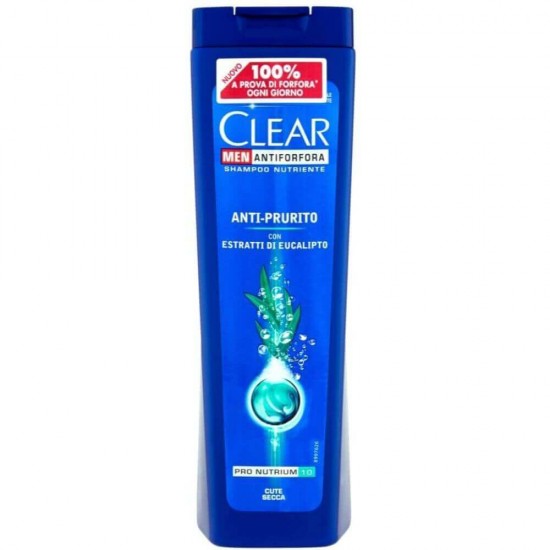 Sampon CLEAR Men Anti-Prurito, 250 ml, pentru Scalp Uscat, cu Extract de Eucalipt, Sampon cu Eucalipt, Sampoane cu Eucalipt, Sampon pentru Barbati, Produse de Ingrijire a Parului, Produse Hairstyling, Sampon Antimatreata, Sampon Hidratare Scalp Uscat