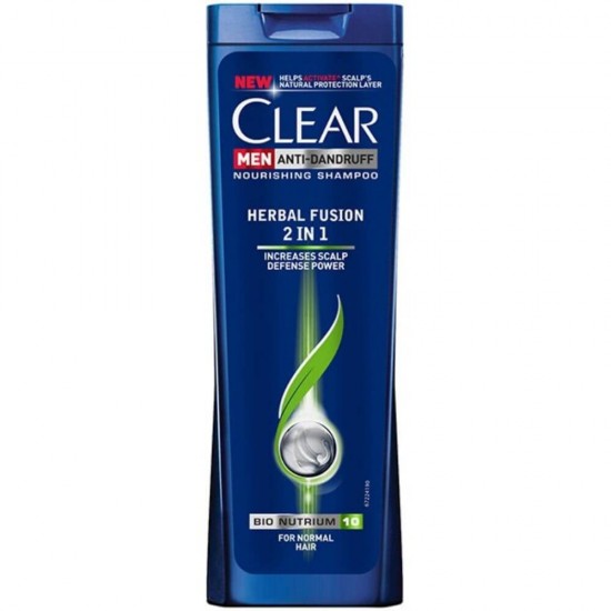 Sampon CLEAR Men Herbal Fusion 2 in 1, 400 ml, Extract de Plante Alpine, Sampon cu Plante, Sampon pentru Barbati, Produse de Ingrijire a Parului, Produse Hairstyling, Sampon Antimatreata, Sampon Par Deteriorat