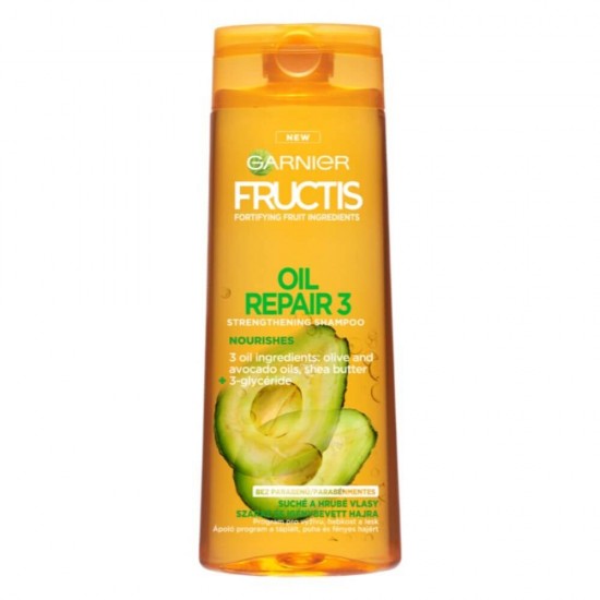 Sampon GARNIER Fructis Oil Repair 3, 400 ml, cu Extract de Avocado, Sampon Fortifiant, Sampon Spalare Par, Sampon Fortifiere, Sampoane pentru Par Degradat, Sampon Ingrijire Par, Sampon Curatare Par, Sampon pentru Parul Moale