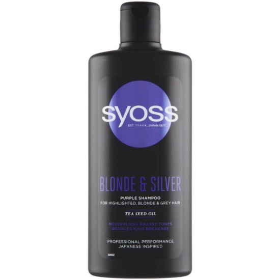 Sampon Syoss Blonde & Silver Purple, 440 ml, Sampon Par Gri, Sampon Par Silver, Sampon Syoss Blonde & Silver pentru Parul Blond, Syoss Blonde & Silver Sampoane de Par Blond, Syoss Sampoane, Sampon Special pentru Parul Blond