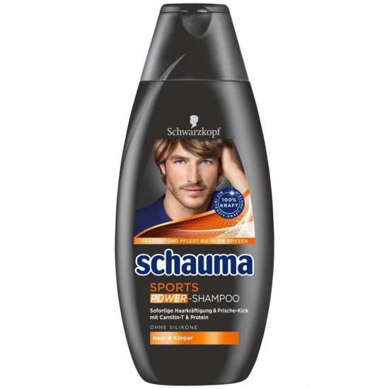 Sampon SCHAUMA Men Sports Power, 400 ml, cu Micronutrienti, Sampon Antimatreata de Barbati, Sampon Spalare Par, Sampon Barbatesc pentru Fortifiere, Sampoane pentru Par Degradat, Sampon Ingrijire Par, Sampon Curatare Par, Sampon pentru Parul Moale