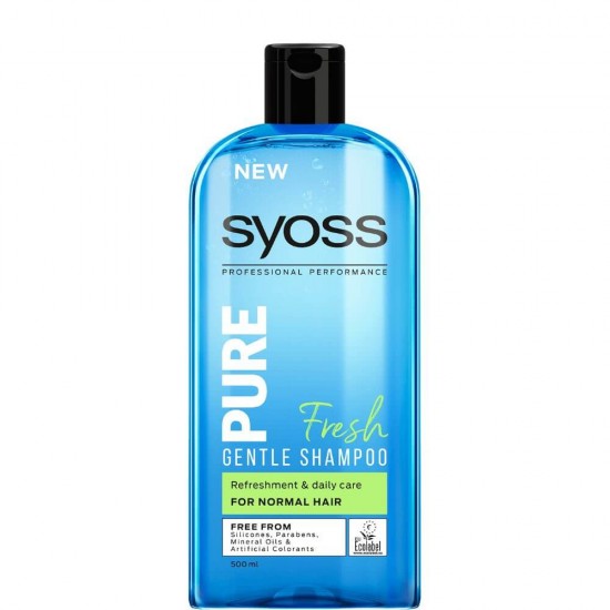 Sampon SYOSS Pure Fresh, 500 ml, cu Apa Micelara, Sampoane cu Apa Micelara, Sampon Par Normal, Sampoane pentru Par Normal, Sampon Antimatreata, Produse de Ingrijire a Parului, Produse Hairstyling, Sampoane Regeneratoare, Sampon Anti-Rupere