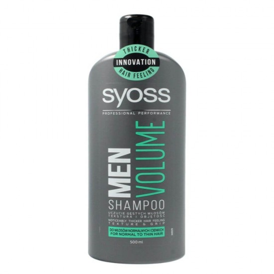 Sampon SYOSS Men Volume, 500 ml, Par Subtire si Normal, Sampon Par Fragil, Sampoane Antimatreata, Sampon pentru Barbati, Produse de Ingrijire a Parului, Produse Hairstyling, Sampon Par Subtire