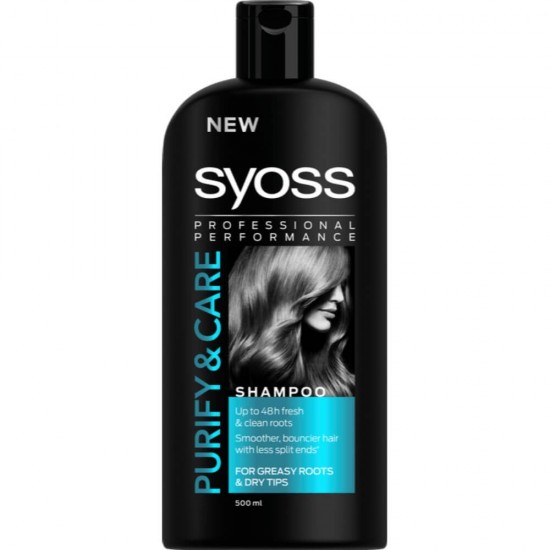 Sampon SYOSS Purify and Care, 500 ml, Par Gras, Sampon Par Gras, Sampoane pentru Par Gras, Sampon Antimatreata, Produse de Ingrijire a Parului, Produse Hairstyling, Sampon Regeneratoare