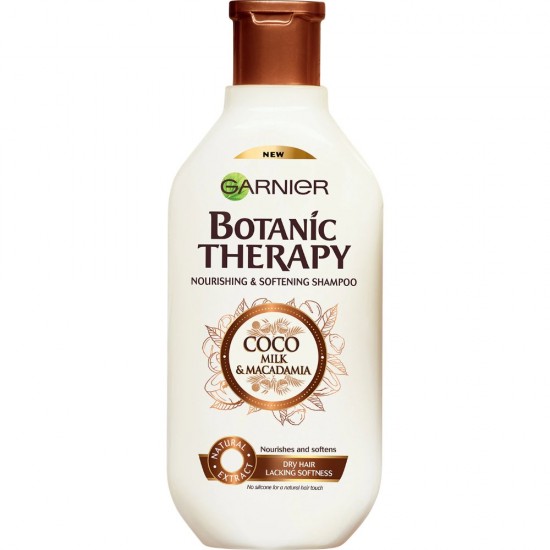 Sampon Garnier Botanic Therapy Coco Milk and Macadamia, 400 ml, Sampon pentru Par, Sampon Nutritiv, Sampon Hidratant, Sampon Par Uscat, Sampon Par Deteriorat, Sampon Lapte de Cocos, Sampon Macadamia, Sampon Garnier