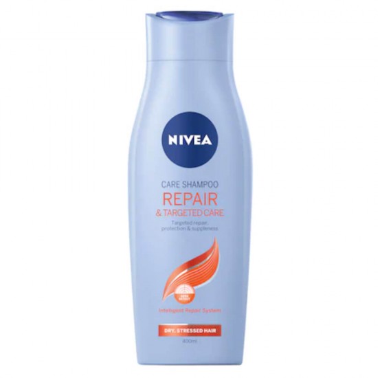  Sampon de Par NIVEA Repair & Target Care, 250 ml, Par Deteriorat, Sampon pentru Femei, Sampon pentru Par Deteriorat, Sampon pentru Regenerare, Sampon Nutritiv, Sampon ReparatorSampon Nivea, Sampon Hranitor pentru Par, Sampoane pentru Femei
