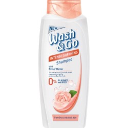 Sampon Wash&Go Intense Softness cu Apa de Trandafiri, 400 ml, pentru Par Uscat, Sampon Par Uscat, Sampon Par Degradat, Sampon cu Apa de Trandafiri, Sampon Hidratant, Sampoane Wash&Go, Sampoane Hidratante, Sampoane Apa de Trandafiri