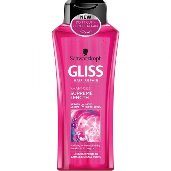 Sampon GLISS Ultimate Supreme Length, 400 ml, Pentru Par Lung, Cu Keratina Serum, Sampon Gliss, Sampoane Gliss, Par Sanatos si Stralucitor, Sampon Spalare Par, Sampon Fortifiere, Sampoane pentru Par