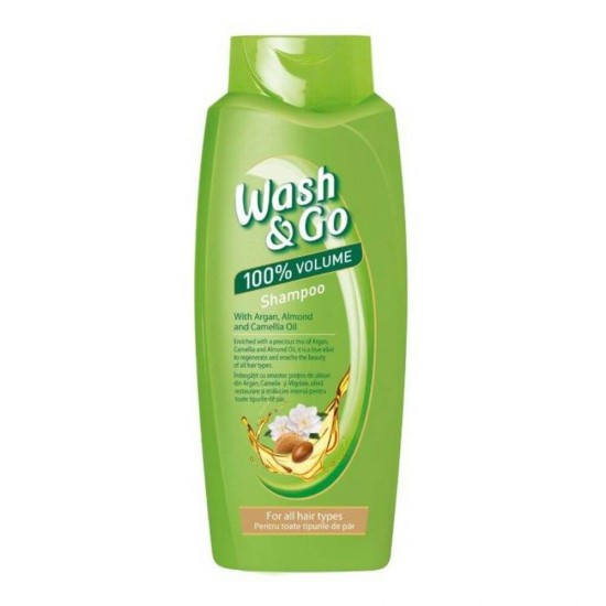 Sampon WASH&GO Volume, 400 ml, Pentru Toate Tipurile de Par, Cu Ulei de Argan, Migdale si Camelie, Sampon Ingrijire Par, Sampon Spalare Par, Sampon Fortifiere, Sampoane pentru Par