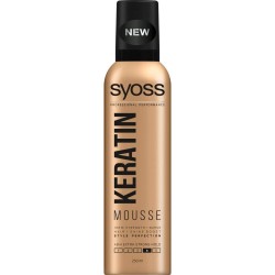 Spuma SYOSS Keratin Extra Strong Hold 4, 250 ml, cu Keratina, Spuma de Par cu Keratina, Spuma Modelatoare Par, Produse Ingrijire Par, Produse Hairstyle, Spuma de Par pentru Volum, Spuma pentru Coafat, Mousse pentru Coafat, Syoss Volum Mousse