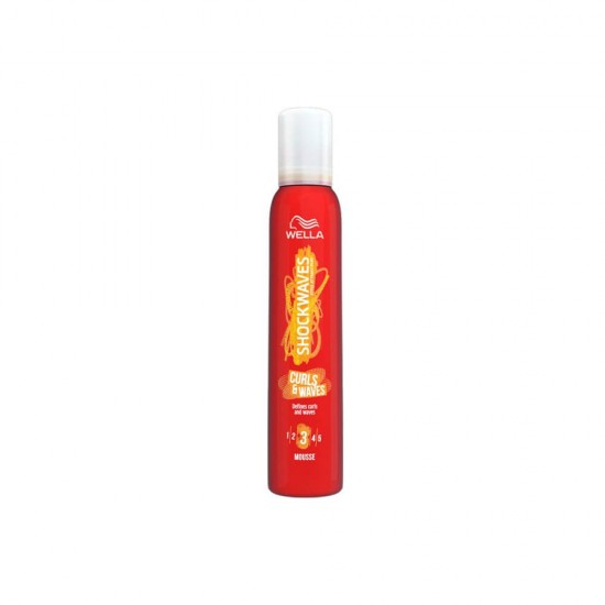 Spuma de Par Wella Shockwaves Curls&Waves, Fixare Medie, 200 ml, Spuma de Par cu Fixare Medie, Spuma Wella, Spuma de Par Wella Shockwaves Curls and Waves, Spuma de Par pentru Bucle, Spuma pentru Par Ondulat, Spuma Modelatoare pentru Par