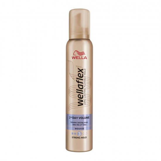 Spuma de Par Wella Wellaflex 2nd Day Volume, 200 ml, Fixare Medie, Spuma de Par pentru Fixare Medie, Spuma de Par pentru Volum, Spuma pentru Volum Par, Spuma Fixare Par, Spuma Aranjare Par, Spuma pentru Aranjat Parul