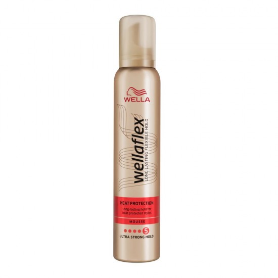 Spuma Wella Wellaflex Heat Protection, 250 ml, Fixare Foarte Puternica, Spuma de Par, Spuma pentru Par, Spuma Puternica de Par, Spuma Puternica pentru Par, Spuma Coafare, Spuma Protectie, Fixativ 5, Spuma Ultra Strong Hold, Wella Spuma
