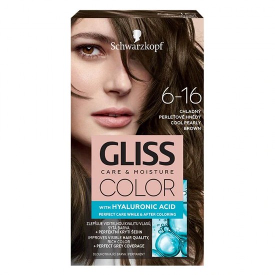 Vopsea Par Permanenta GLISS Color, 6-16, Saten Perlat Rece, 143 ml, Vopsea de Par Permanenta cu Acid Hyaluronic, Vopsea de Par Perlata Satena Rece, Vopsea de Par Gliss Schwarzkopf, Vopsea de Par 6.16, Vopsele de Par Gliss, Vopsele Permanente de Par