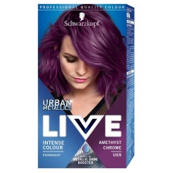 Vopsea Par Permanenta LIVE Urban Metallics, U69 Amethyst Chrome, 142.5 ml, Vopsea de Par Permanenta Intense Colour Metallic Shine Booster, Crema Coloranta de Par, Vopsele de Par Metalice, Vopsea de Par cu Stralucire Metalica