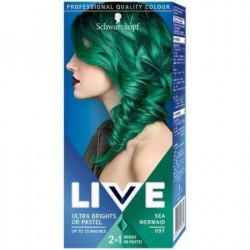 Vopsea Par Semipermanenta LIVE Ultra Brights or Pastel, 097 Sea Mermaid, 80 ml, Vopsea de Par 2 in 1 Culori Intense sau Pastel, Vopsea de Par Semipermanenta Verde, Vopsele de Par Verzi, Vopsea Par Verde Pastel, Vopsea Semipermanenta Verde