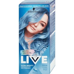 Vopsea de Par Semipermanenta LIVE Pretty Pastels P121, 65 ml, Nuanta Denim Stil, Vopsea Semi-Permanenta, Vopsea Albastra de Par, Vopsele Albastre de Par Semipermanente, Produse Ingrijire Par, LIVE Vopsea de Par