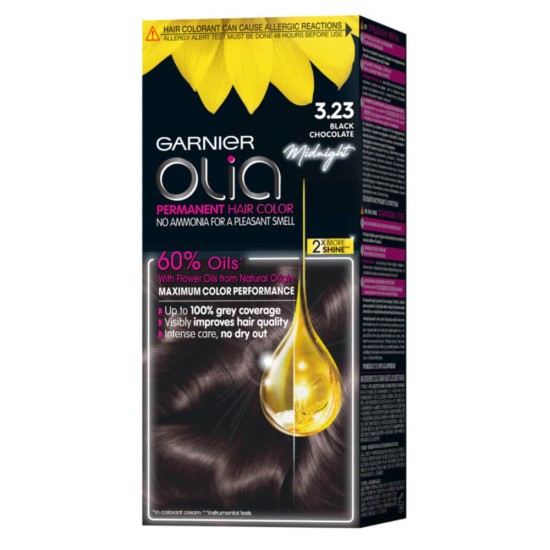 Vopsea de Par Permanenta Garnier Olia 3.23, Ciocolata Neagra, 110 ml, Fara Amoniac, Vopsea de Par, Vopsea de Par Permanenta, Vopsea de Par Garnier, Vopsea de Par Naturals, Vopsea Permanenta Garnier, Vopsea pentru Par, Vopsea de Par Fara Amoniac