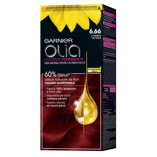Vopsea de Par Permanenta Garnier Olia 6.66, Carmin Intens, 110 ml, Fara Amoniac, Vopsea de Par, Vopsea de Par Permanenta, Vopsea de Par Garnier, Vopsea de Par Naturals, Vopsea Permanenta Garnier, Vopsea pentru Par, Vopsea de Par Fara Amoniac