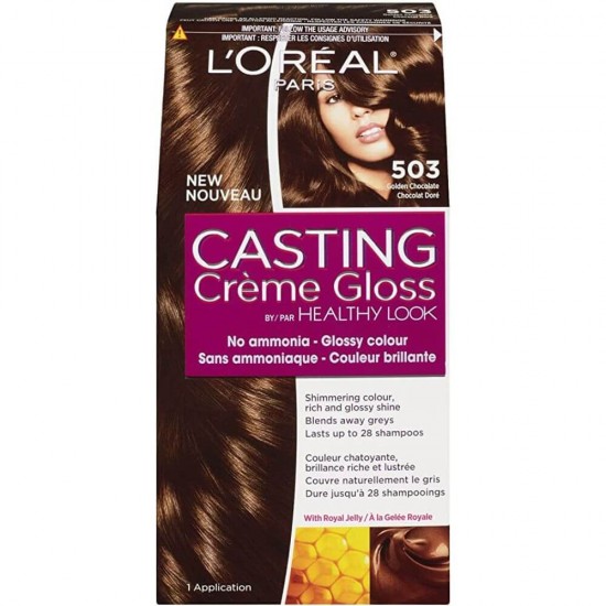 Vopsea de Par Semipermanenta L'OREAL Paris Casting Creme Gloss 503, 180 ml, Fara Amoniac, Ciocolata Aurie, Vopsea de Par L'OREAL Paris, Vopsea de Par Fara Amoniac, Produse de Ingrijire a Parului, Vopsea Colorare Par L'OREAL Paris