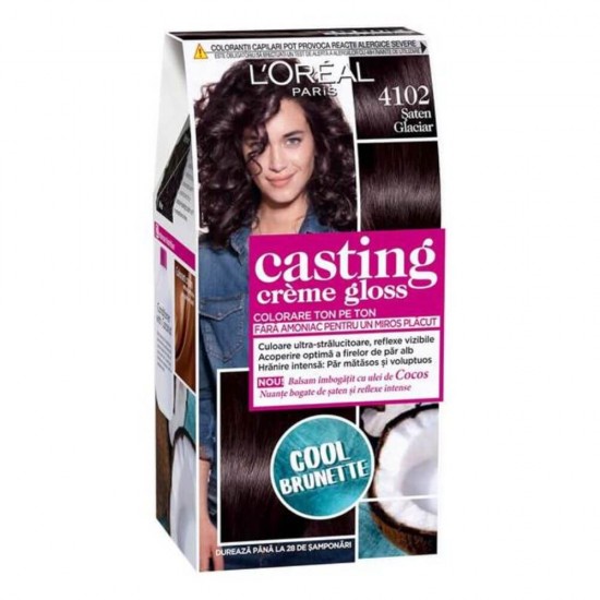Vopsea de Par Semipermanenta L'OREAL Paris Casting Creme Gloss 4102, 180 ml, Fara Amoniac, Saten Glaciar, Vopsea de Par L'OREAL Paris, Vopsea de Par Fara Amoniac, Produse de Ingrijire a Parului, Vopsea Colorare Par L'OREAL Paris