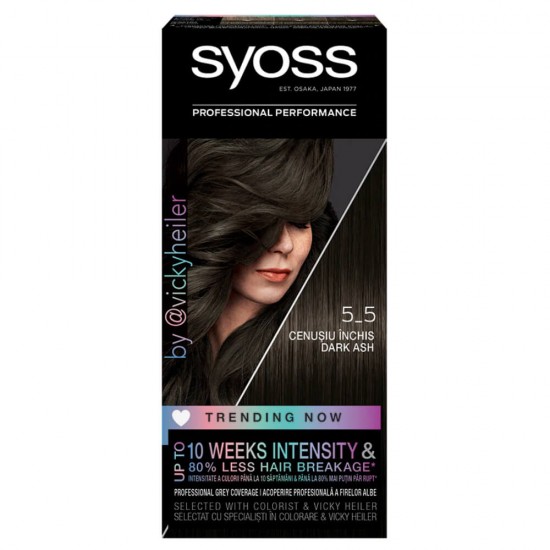 Vopsea de Par Permanenta SYOSS Color Baseline 5-5, Cenusiu Inchis, 115 ml, Vopsea de Par, Vopsea de Par Permanenta, Vopsea de Par Syoss, Vopsea de Par Syoss Color Baseline, Vopsea Permanenta Color Baseline