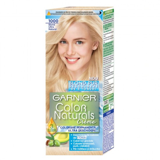 Vopsea Permanenta de Par 1000 Blond Ultra Natural, Garnier Color Naturals, 110 ml, Vopsea de Par, Vopsea Par Permanenta, Vopsea Permanenta Blonda, Vopsea Blonda Permanenta, Vopsea Garnier, Vopsea Blonda Garnier, Vopsea Permanenta Garnier