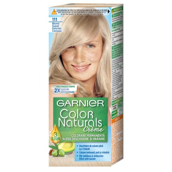 Vopsea Permanenta de Par 111 Blond Super Deschis Cenusiu, Garnier Color Naturals, 110 ml, Vopsea de Par, Vopsea Par Permanenta, Vopsea Permanenta Blonda, Vopsea Blonda Permanenta, Vopsea Garnier, Vopsea Blonda Garnier, Vopsea Permanenta Garnier