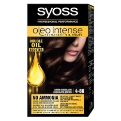 Vopsea de Par Permanenta, Fara Amoniac, SYOSS Oleo Intense, 4-86 Nuanta Saten Ciocolatiu, 115 ml, Vopsea Permanenta, Vopsea Fara Amoniac, Vopsea SYOSS, Vopsea de Par Profesionala