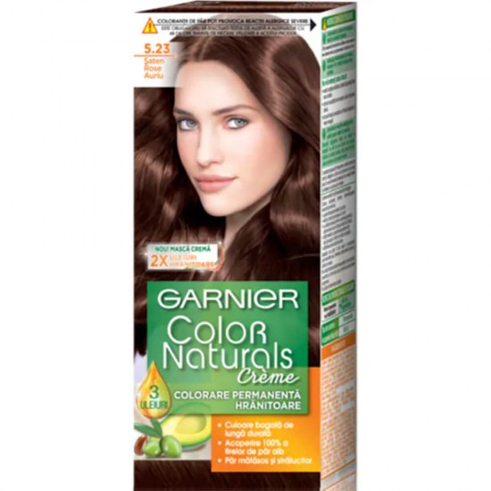 Vopsea Permanenta de Par 5.23 Saten Rose, Garnier Color Naturals, 110 ml, Vopsea de Par, Vopsea Par Permanenta, Vopsea Permanenta Saten Rose, Vopsea Permanenta pentru Par, Vopsea Garnier, Vopsea Saten Garnier, Vopsea Permanenta Garnier