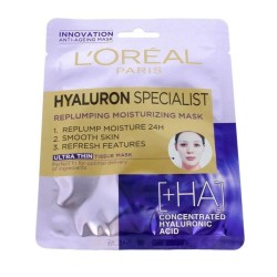 Masca Servetel L'Oreal Paris Hyaluron Specialist, 32 g, Masca Servetel Hidratanta, Masca Servetel Volum Ten, Masca Volum Ten, Masca Servetel cu Acid Hialuronic, Masca de Fata Servetel, Masca Ten Servetel, Masca Fata cu Acid Hialuronic