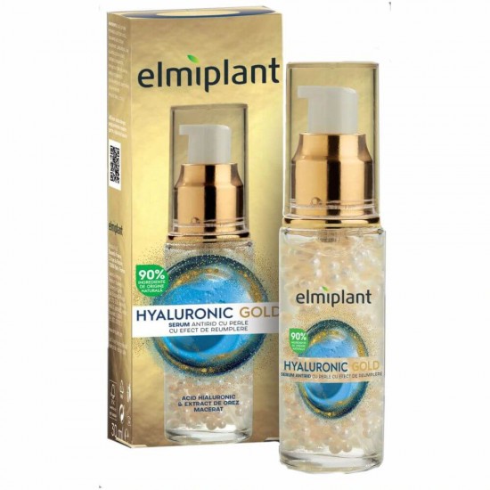 Ser Antirid Elmiplant Hyaluronic Gold, 30ml, Ser pentru Fata Elmiplant Hyaluronic Gold, Ser Antirid pentru Fata Hyaluronic Gold, Ser Antirid cu Acid Hialuronic, Serum Antirid pentru Fata, Ser Antiriduri, Serum Antiriduri, Ser Anti Imbatranire