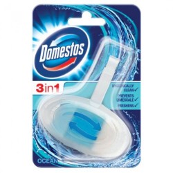 Odorizant WC Domestos Ocean 3 in 1, Cantitate 40 g, Parfum Oceanic, Odorizant Toaleta, Odorizant Solid pentru Toaleta cu Suport, Odorizante Domestos pentru WC, Odorizant Dezinfectant pentru WC