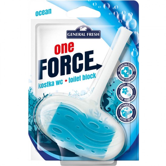 Odorizant pentru Toaleta General Fresh One Force Ocean, 40g, Parfum Marin, Odorizant Toaleta, Odorizant WC, Bloc Odorizant Toaleta, Odorizant Anticalcar pentru WC, Odorizant pentru Toaleta cu Suport, Bile Odorizante WC, Odorizant Dezinfectant pentru WC