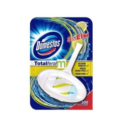 Odorizant WC Domestos Lemon 3 in 1, Cantitate 40 g, Parfum de Lamaie, Odorizant Toaleta, Odorizant Solid pentru Toaleta cu Suport, Odorizante Domestos pentru WC, Odorizant Dezinfectant pentru WC