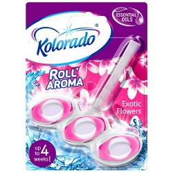 Odorizant WC KOLORADO Roll Exotic Flowers, 51 g, Bile Odorizante Toaleta, Odorizant Toaleta, Odorizant Anticalcar pentru WC, Odorizant pentru Toaleta cu Suport, Bile Odorizante WC, Odorizant Dezinfectant pentru WC