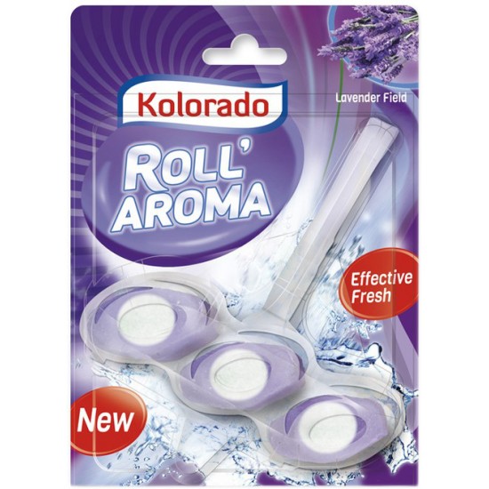 Odorizant WC KOLORADO Roll Lavander Field, 51 g, Bile Odorizante Toaleta, Odorizant Toaleta, Odorizant Anticalcar pentru WC, Odorizant pentru Toaleta cu Suport, Bile Odorizante WC, Odorizant Dezinfectant pentru WC