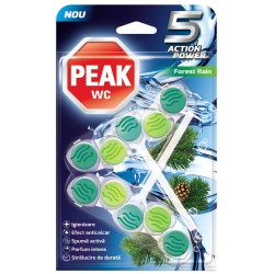 Set 2 Odorizante Toaleta Peak Wc 5 Action Power, Parfum Forest Rain, 2x50 g, Odorizante Toaleta, Odorizant Toaleta Peak, Odorizant WC, Odorizant pentru WC-uri, Odorizant Toaleta cu Parfum, Odorizant WC cu Parfum