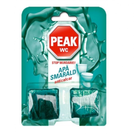 Set 2 Tablete Anticalcar Peak Wc pentru Vasul de Toaleta, Apa Smarald, Tablete Anticalcar pentru Vasul de Toaleta, Tablete Anticalcar pentru WC, Tablete Anticalcar pentru Toaleta, Tablete Anticalcar pentru Baie