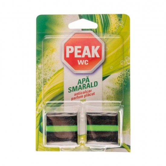 Set 2 Tablete Odorizante pentru Bazin Peak WC Apa Smarald, 100 g, Parfum Pin, Tablete Odorizante pentru Toaleta, Tablete Odorizante de Toaleta, Odorizant Bazin Toaleta, Odorizante Bazine Toalete, Odorizant pentru Bazin, Odorizant WC, Odorizant Tableta